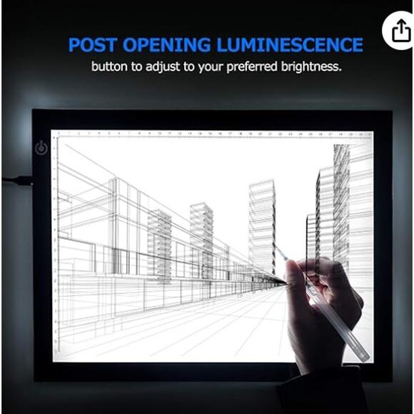 Portable A4 LED Light Tracing Box, Adjustable USB 14.2"L x 0.2"W x 10.6"H - Picture 4 of 8